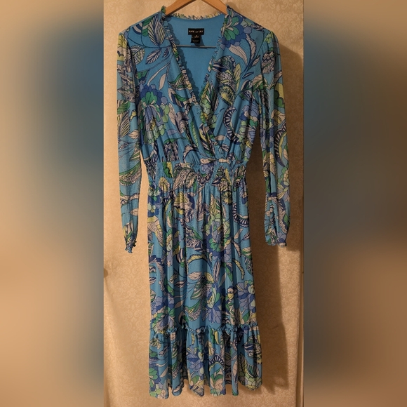 Kate And Lily Sz,8 BOHO Blue Long Sleeve Dress - Picture 15 of 17